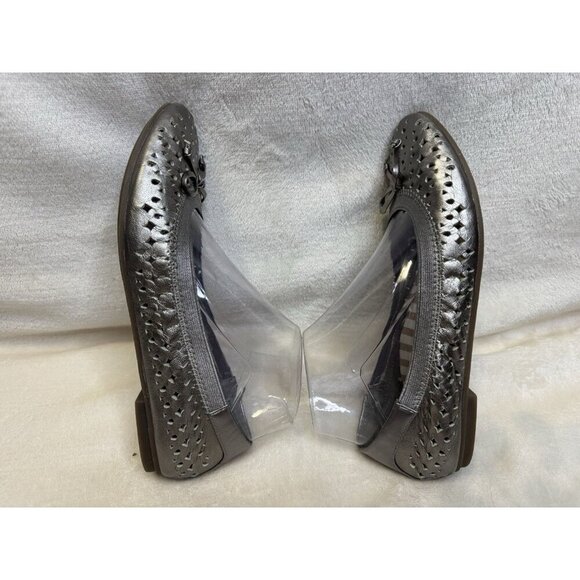 VIONIC Silver Ballet Flats Perforated Leather Comfort Shoes Orthotic Sz 7 - Picture 7 of 10